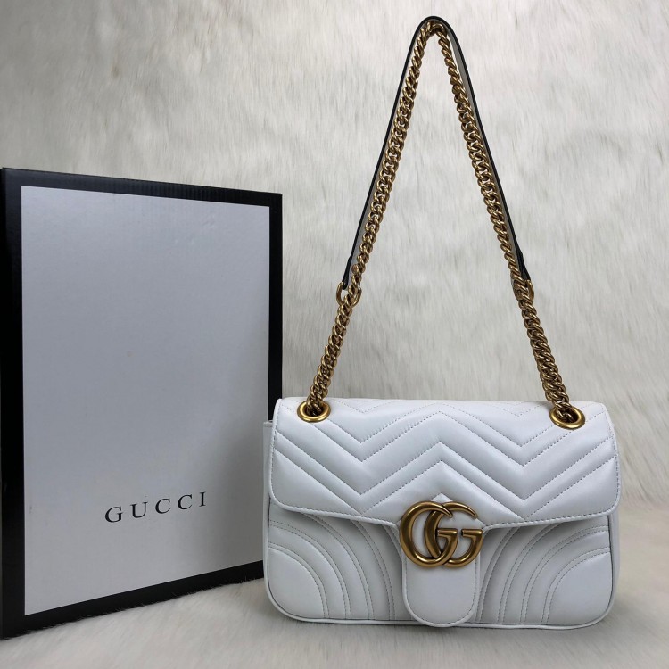 GUCCİ MARMONT BEYAZ HAKİKİ DERİ